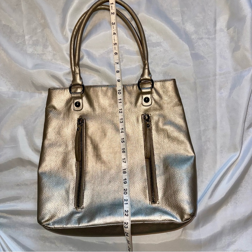 Metallic Gold Women's Large Shoulder Tote Bag by‎ LP Blue Inea Pels - Picture 10 of 14